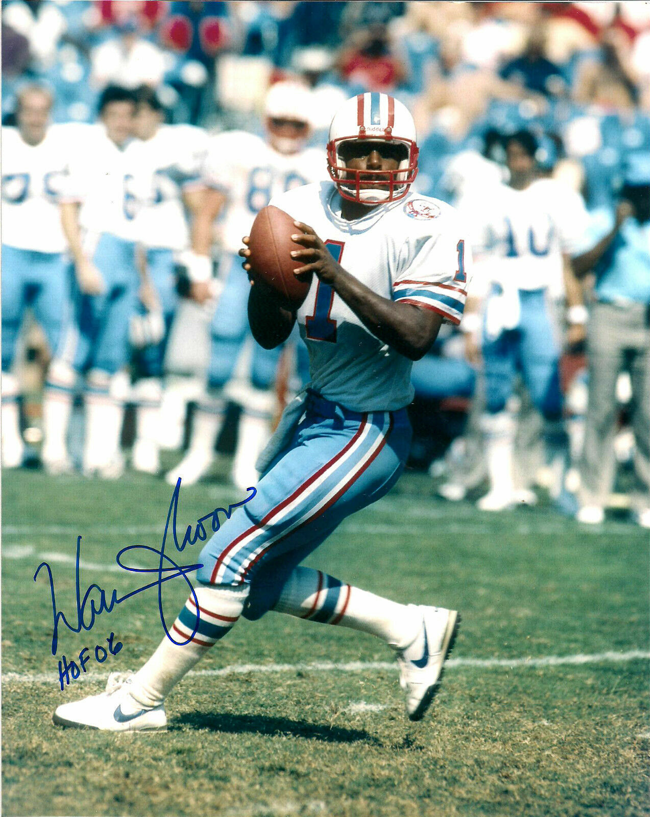 Warren Moon Signed Autographed 8 x 10 Photo Poster painting ( OILERS HOF ) REPRINT