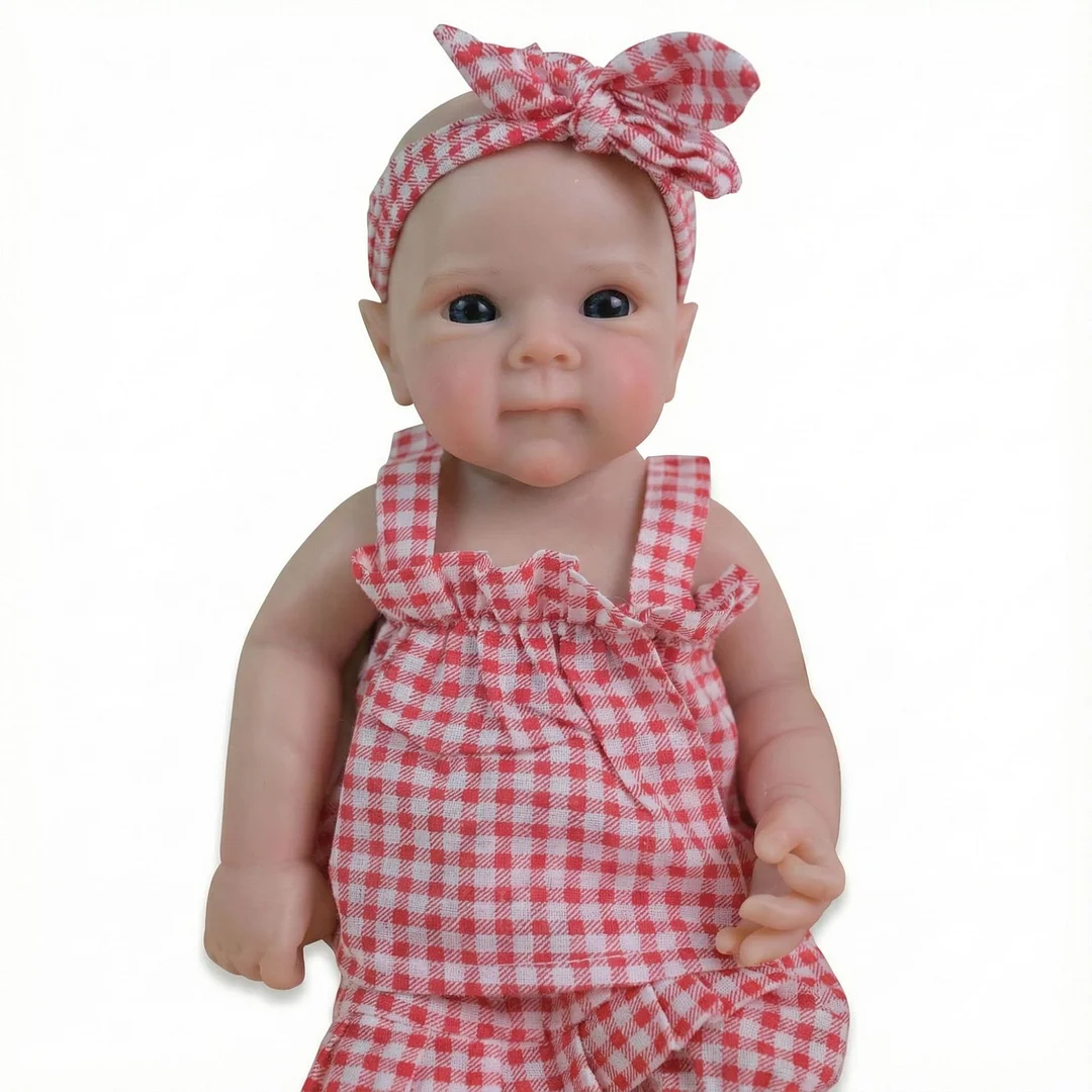 12-InchBettie Reborn baby Silicone Doll with Pink Plaid Camisole Set