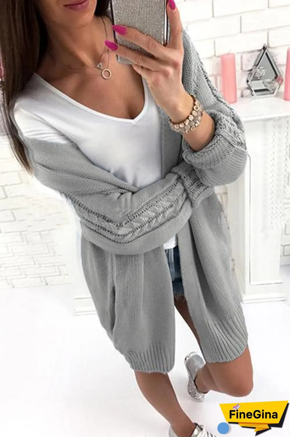 Casual Long Sleeves Long Cardigan