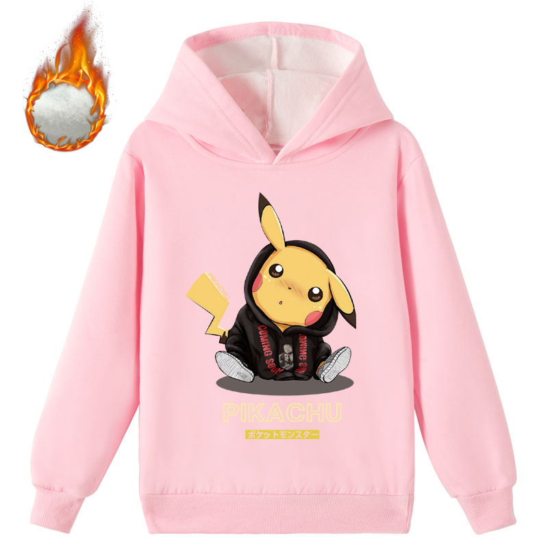 Mayoulove Pikachu Fleece Hoodie - Perfect for Young Pokemon Fans! Cozy and Warm, Ideal for Outdoor Activities. Ideal for Kids Aged 2-10.-Mayoulove