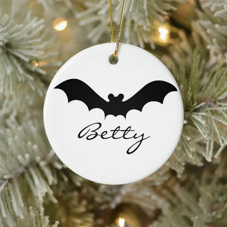 Personalized Halloween Bat Ornament Custom Name Home Decor