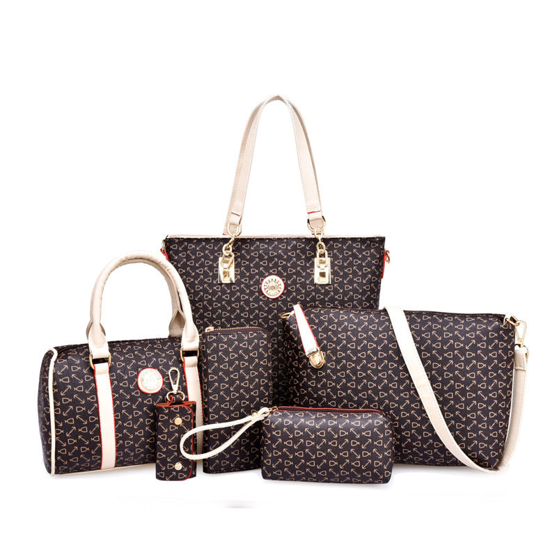 6 Pcs Women Ladies Shoulder Bags Top-Handle Handbag Tote Purse Set