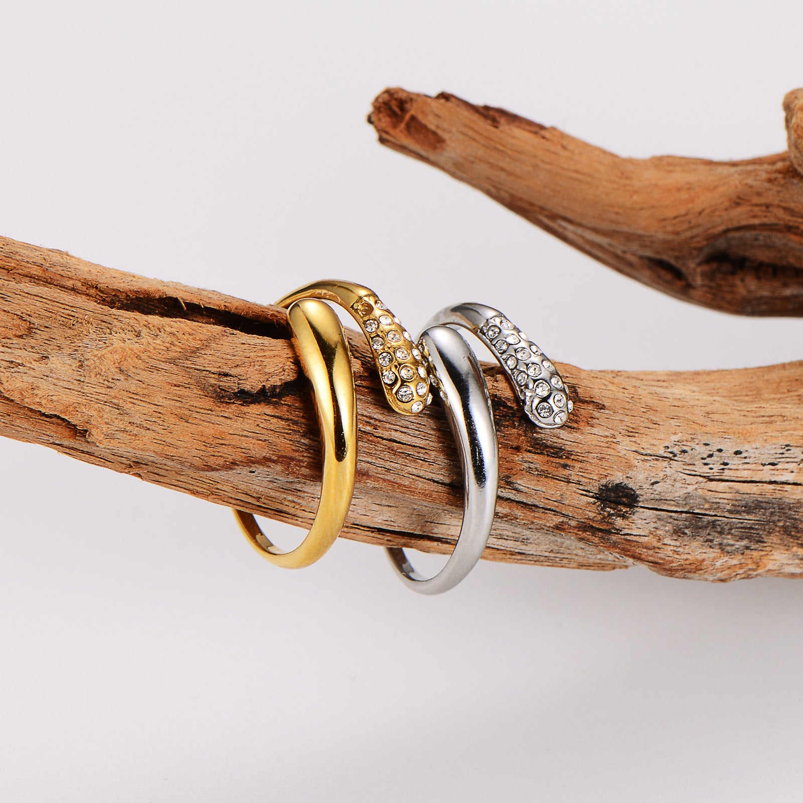 Aml Stainless Steel Ins Style Diamond Hug Ring Trendy Couple Ring