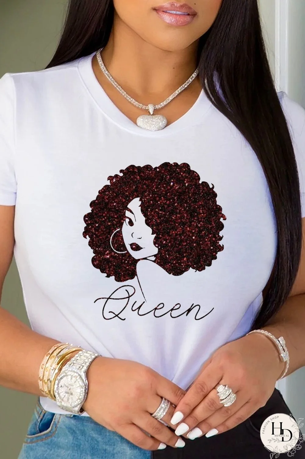 White Vintage Print Patchwork O Neck T-Shirts