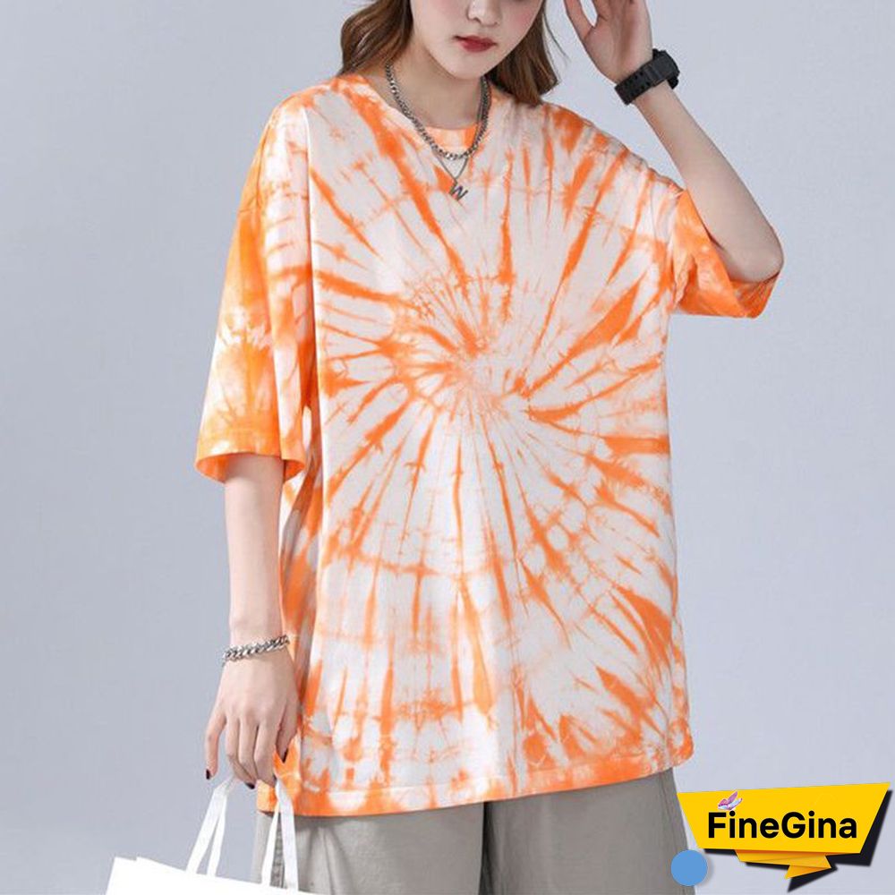 Trendy Casual Gradient Tie Dye Tee Shirts