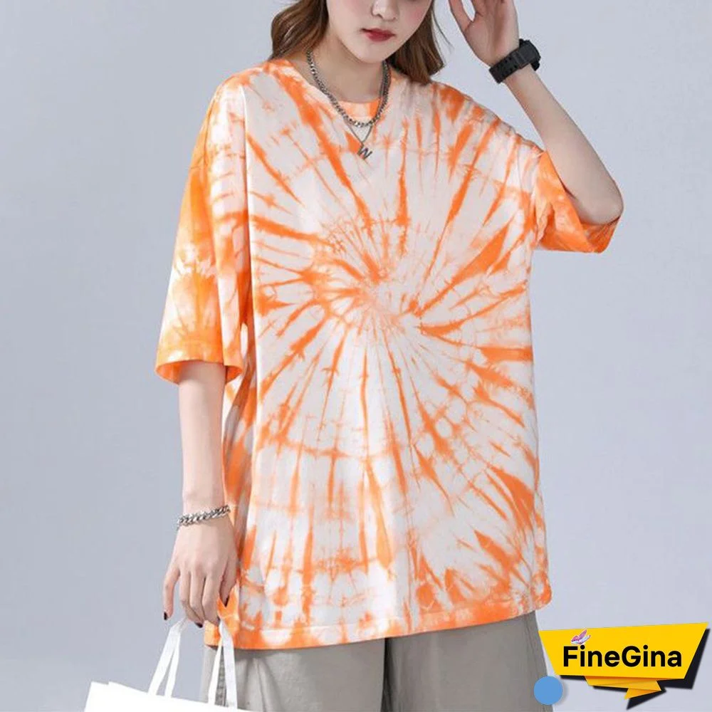 Trendy Casual Gradient Tie Dye Tee Shirts