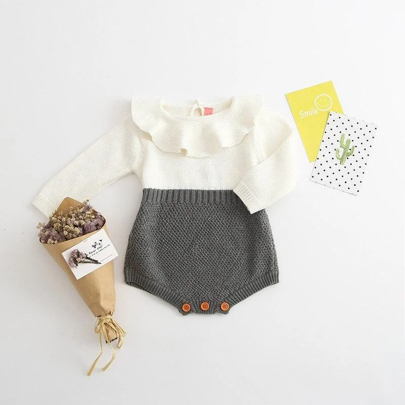 Newborn Baby Girls Boy Rompers Toddler Jumpsuit Girls Candy Color Knitted Baby Clothes Infant Boy Overall Children Outfit Autumn