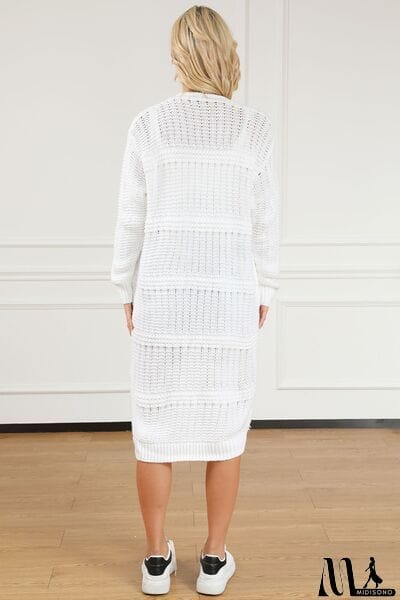 MidiSono - Fringe Pocketed Dropped Shoulder Cardigan