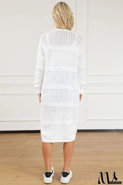 MidiSono - Fringe Pocketed Dropped Shoulder Cardigan