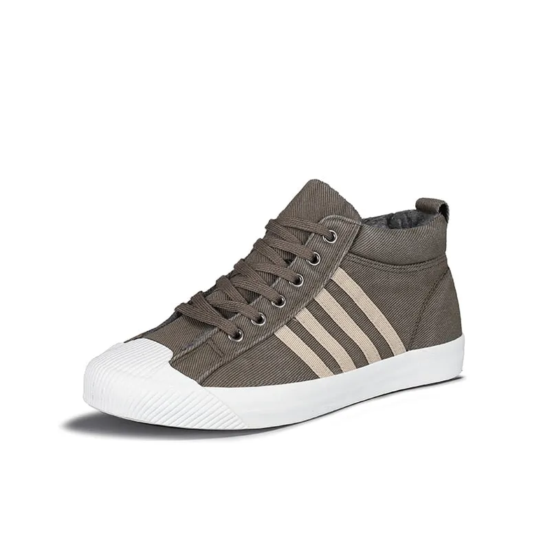 Winter New Men Canvas Shoes Quality Breathable Hard-wearing Sneakers Comfort Plush Warm Lined Footwear Fashion Casual Lace-up