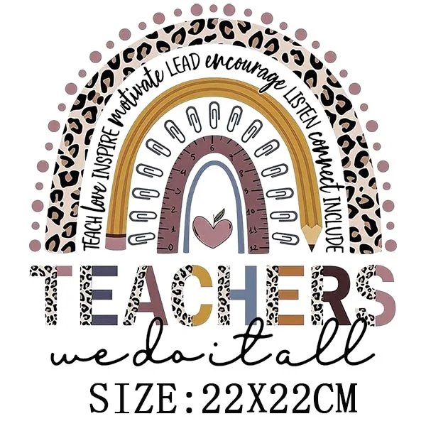 Beautiful Teachers Stickers DIY Washable Iron On Transfer For Clothing Unique Design Thermoadhesivos Patches On Clothes Applique