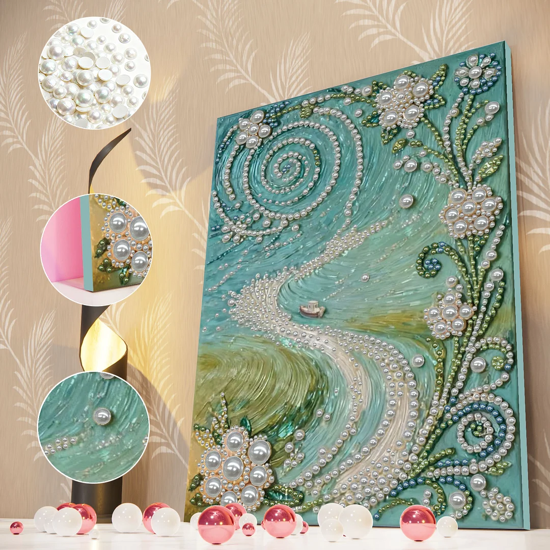Path DIY Pearl Diamond Art Kits for Adults Home Decor With Frame 30x40cm