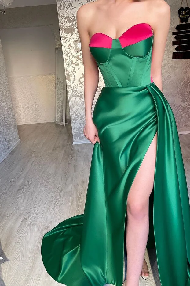 Stunning Green Sweetheart Sleeveless Mermaid Prom Dress With Split ED0493