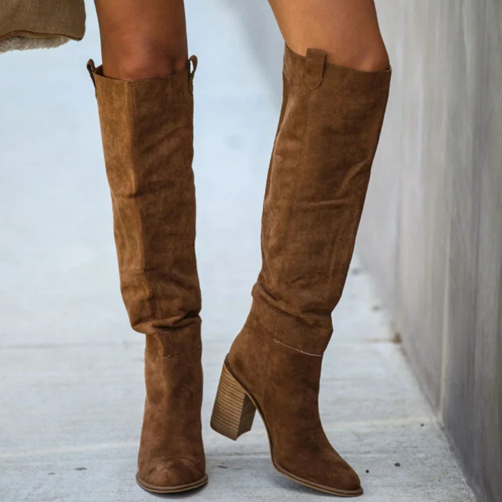 Breakj On Sale Top Quality Female Cowgirls Zipper Ridding Boots For Women Chunky Heels Fashion Vintage Casual Walking Shoes