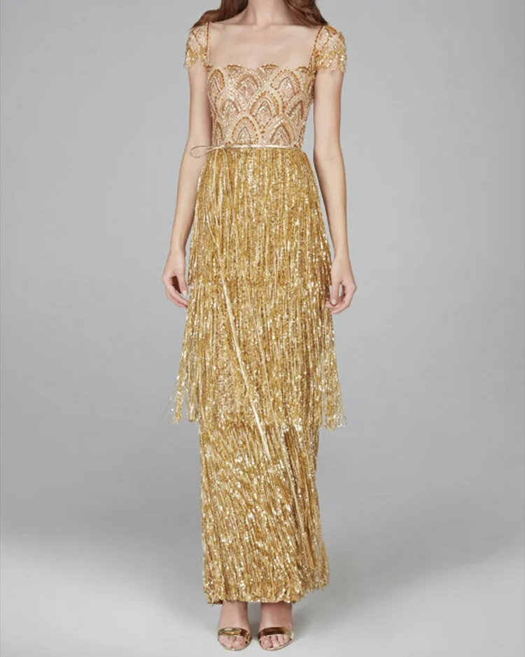 Women's Sleeveless Sequined Tassel Dress