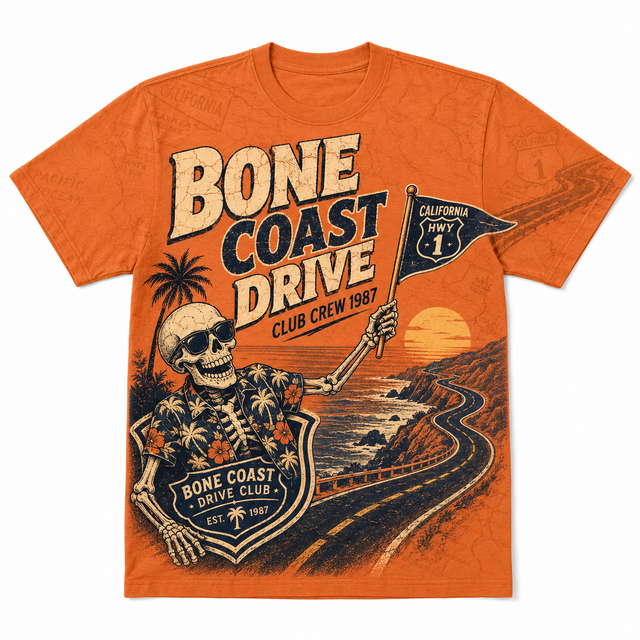 Surf Bone Coast Drive Cotton T-Shirt
