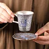 999 Silver National Trend Cultural and Creative Silver Gilded Black Bird Tea Cup/Water Cup