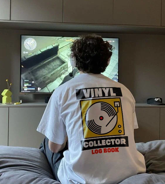 Vinyl Collector Log Book Printing Casual Men's T-shirt