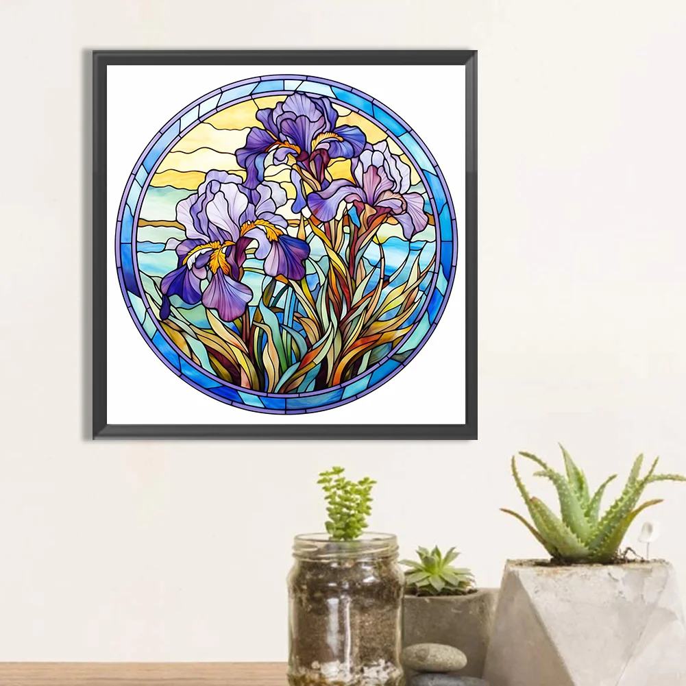 Diamond Painting - Full Round Drill - Stained Glass Flower(30*30cm)
