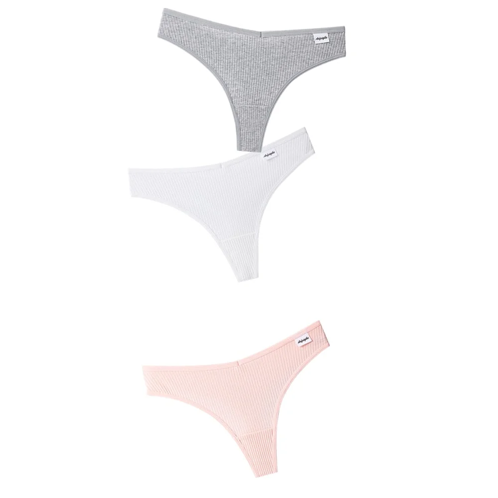 3PCS/Set G-string Panties Cotton Women's Underwear Sexy Panties Female Underpants Thong Solid Color Panty Lingerie T Back Design