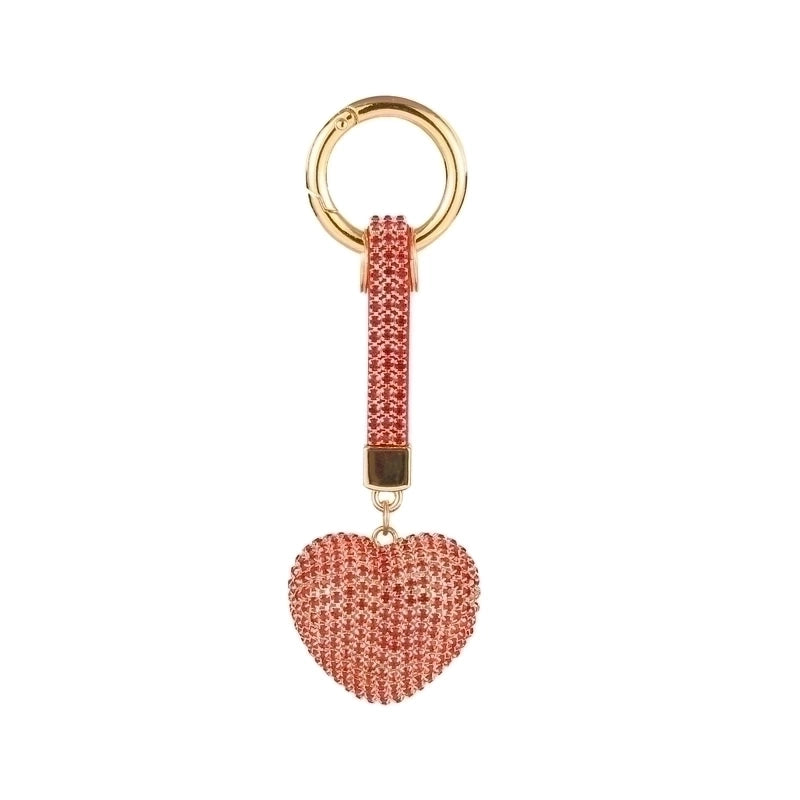 Fashion Heart Shape Arylic Metal Inlay Rhinestones Women’s Bag Pendant Keychain