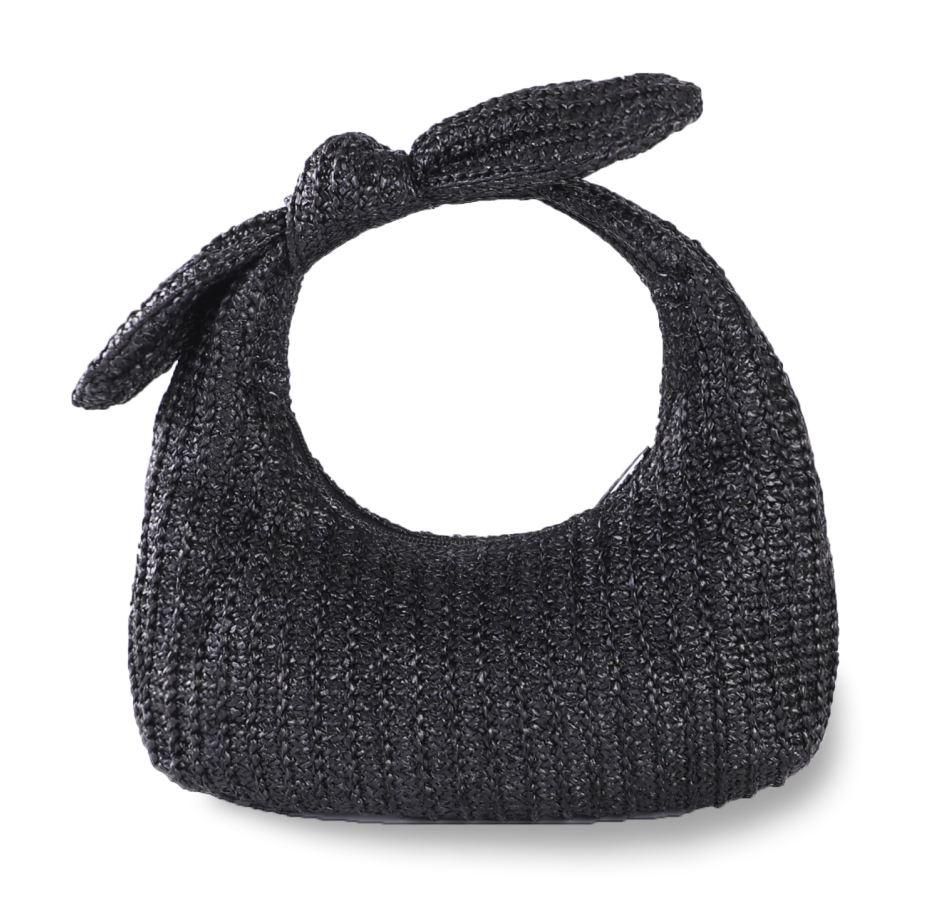 Mature Women Vacation Style Bow Straw Handbag Clutch Bag