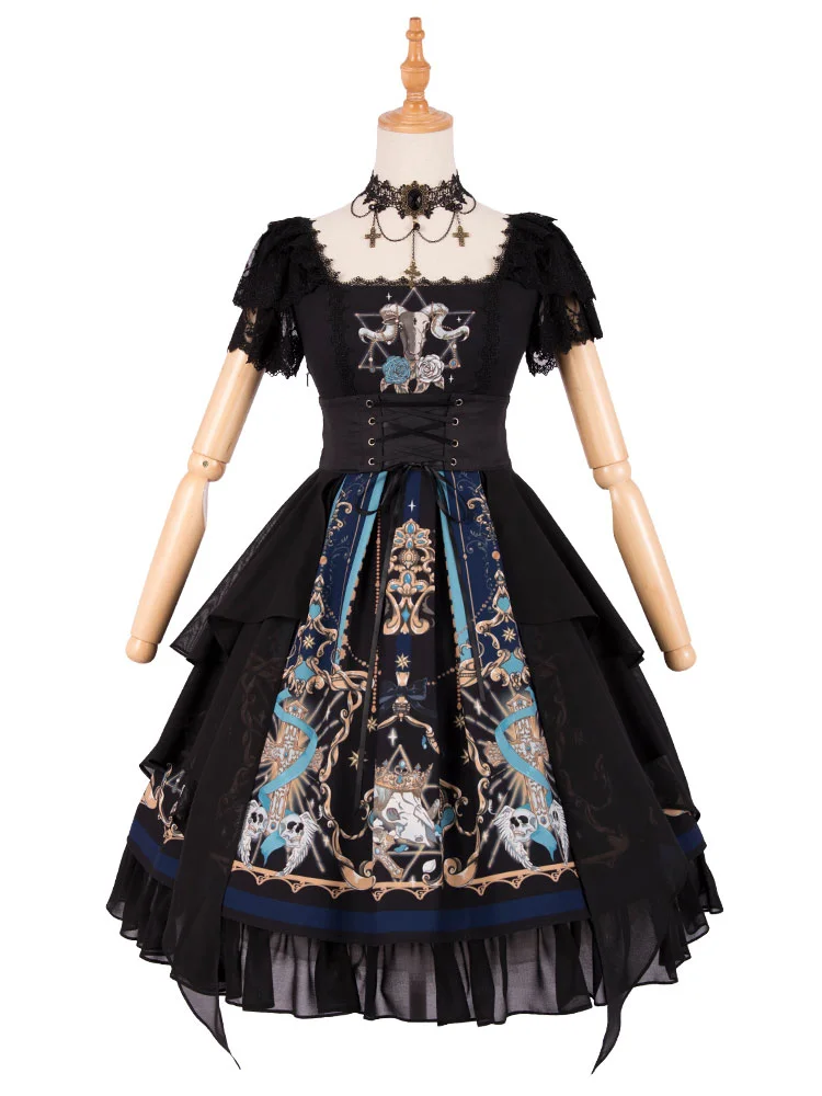 Gothic Lolita Dress God Redemption Short Sleeve Lolita One Piece Dress Novameme