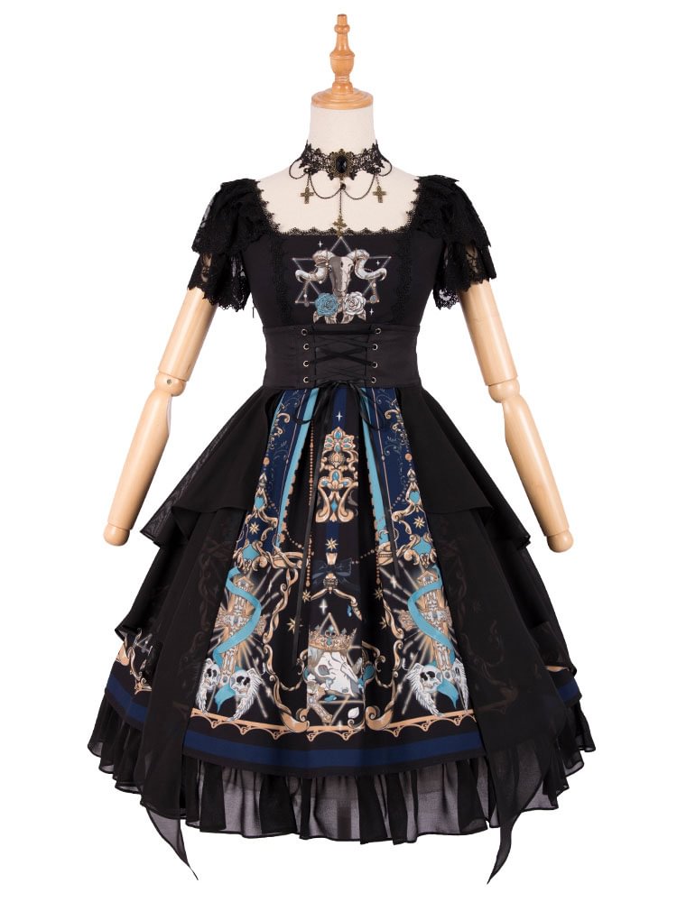 Gothic Lolita Dress God Redemption Short Sleeve Lolita One Piece Dress Novameme