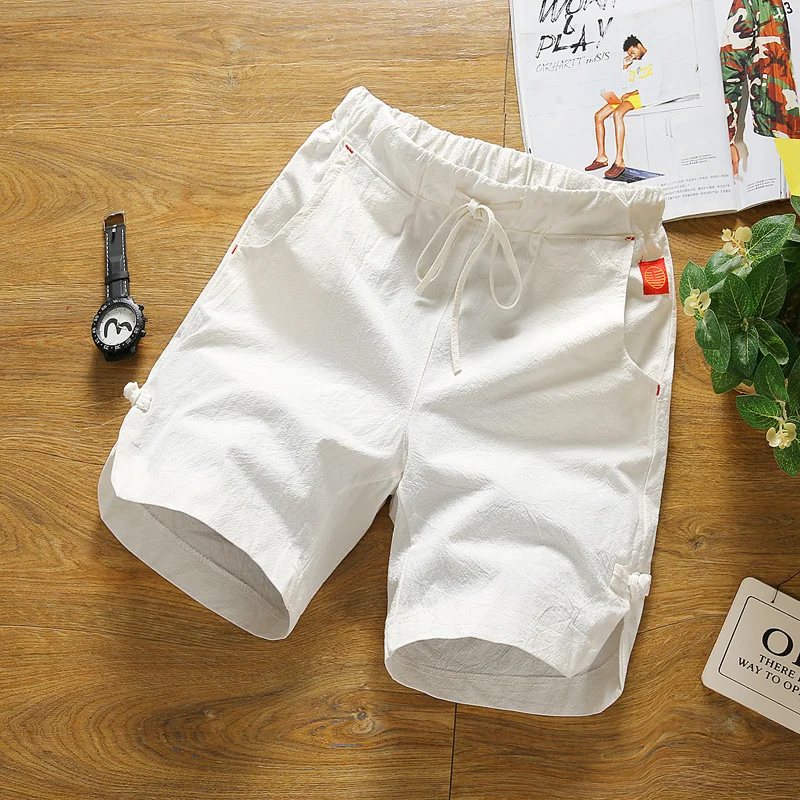 Men's cotton and linen casual shorts