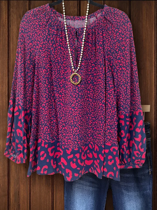 Retro Mixed Leopard Print Patchwork Top