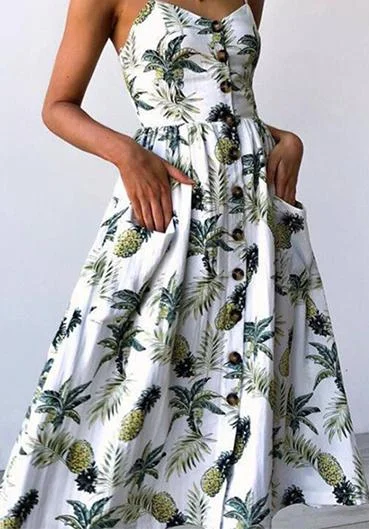 Tropical Fruit Pineapple Printed Sunshine Midi BB Dress August Lemonade August Lemonade