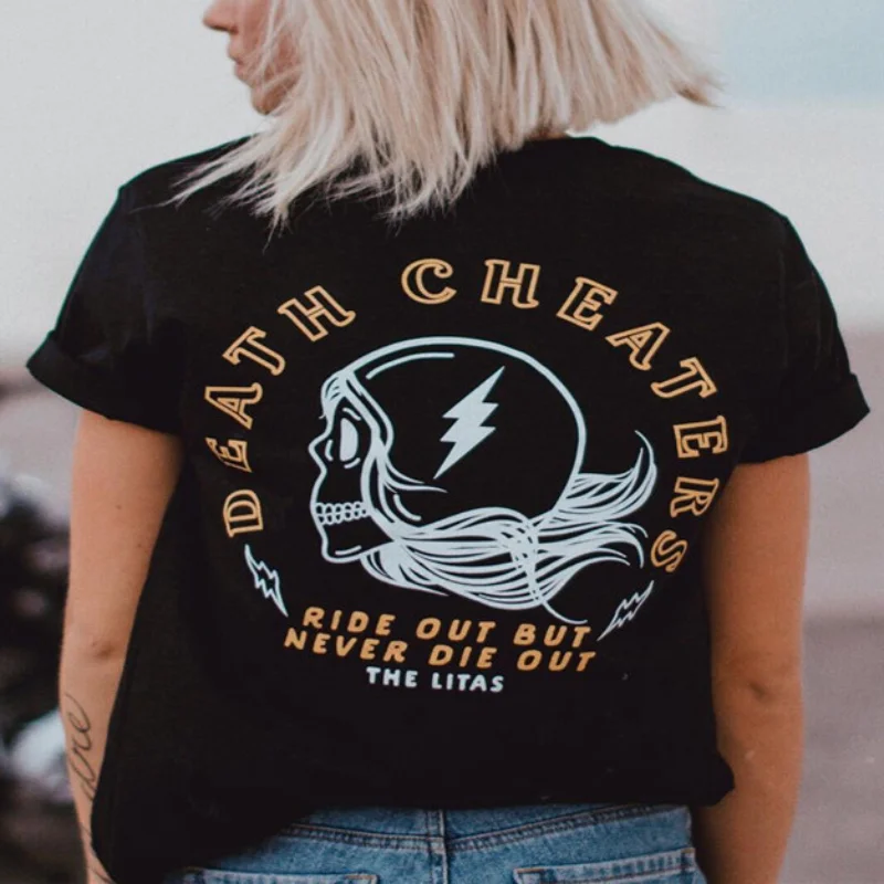 Death cheat skull printed classic T-shirt - Krazyskull