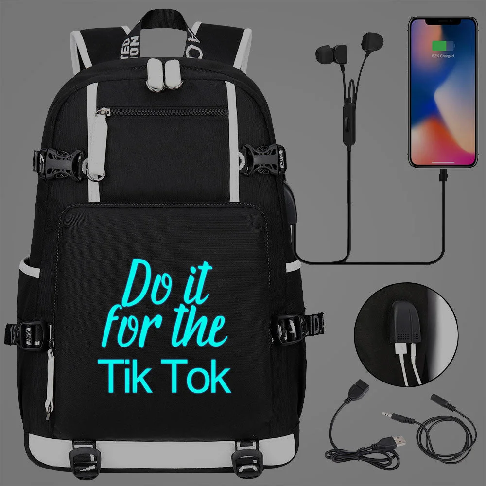 Buzzdaisy Tik Tok #10 USB Charging Backpack School NoteBook Laptop Travel Bags Luminous
