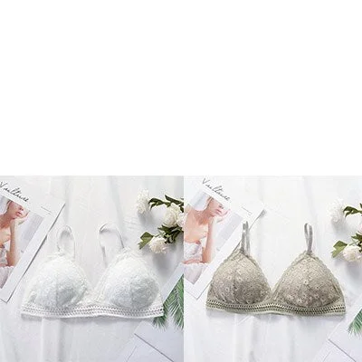 Lace bra, women's panties, triangle cut, lingerie, V-shaped wireless underwear, soft and thin seamless 1/2 piece bra, 2021