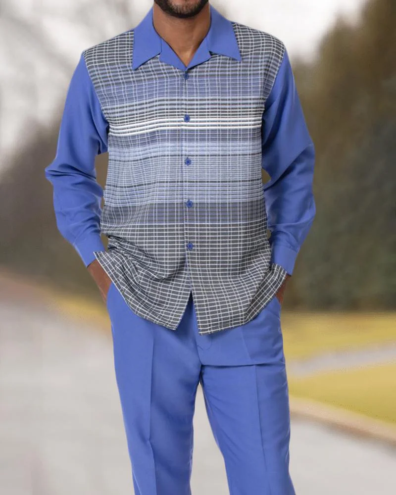 Two Piece Long Sleeve Print Walking Suit Set With Long Pants-063002