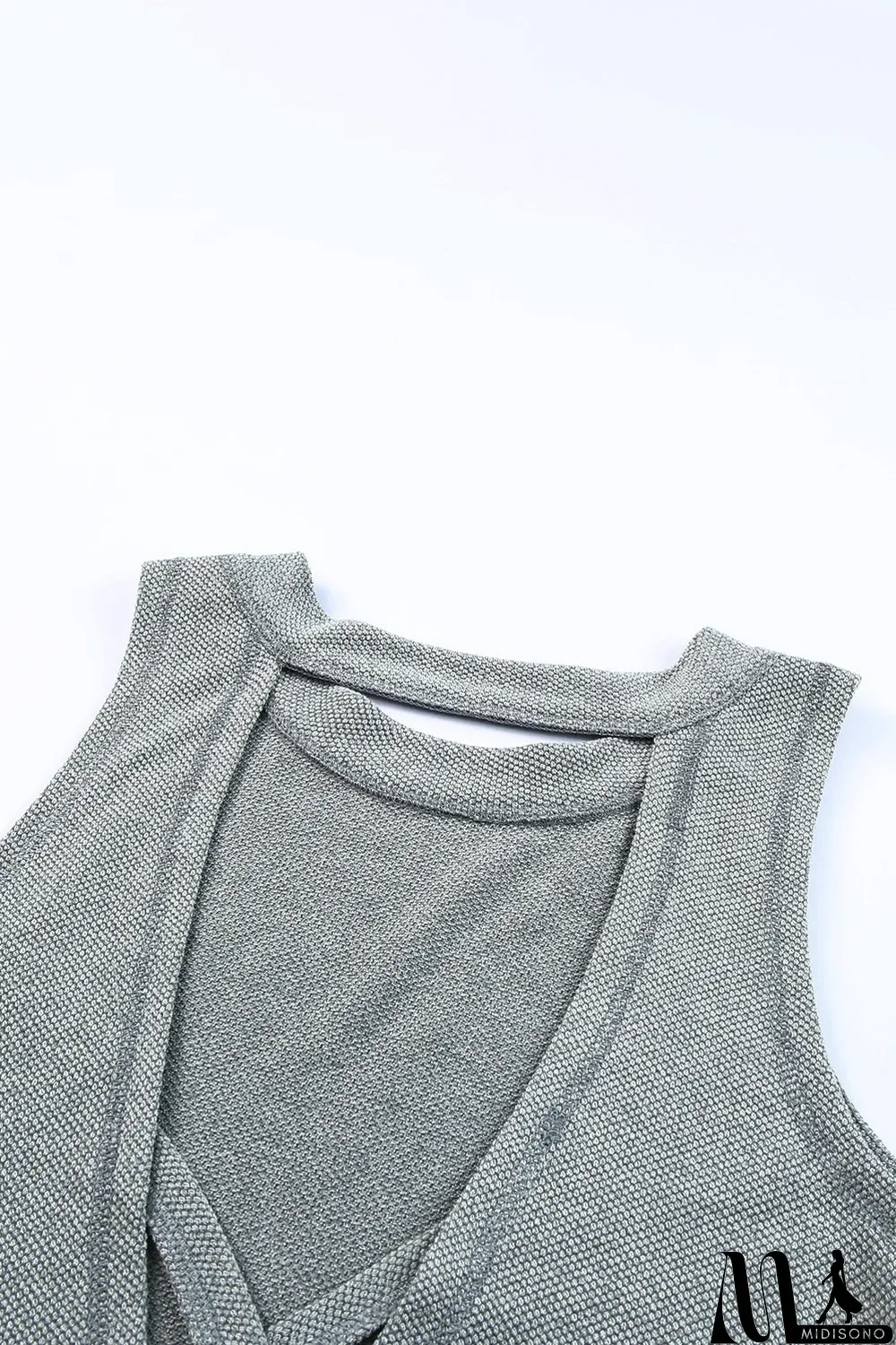 MidiSono - Crisscross Cut-out Back Knit Sleeveless Dress