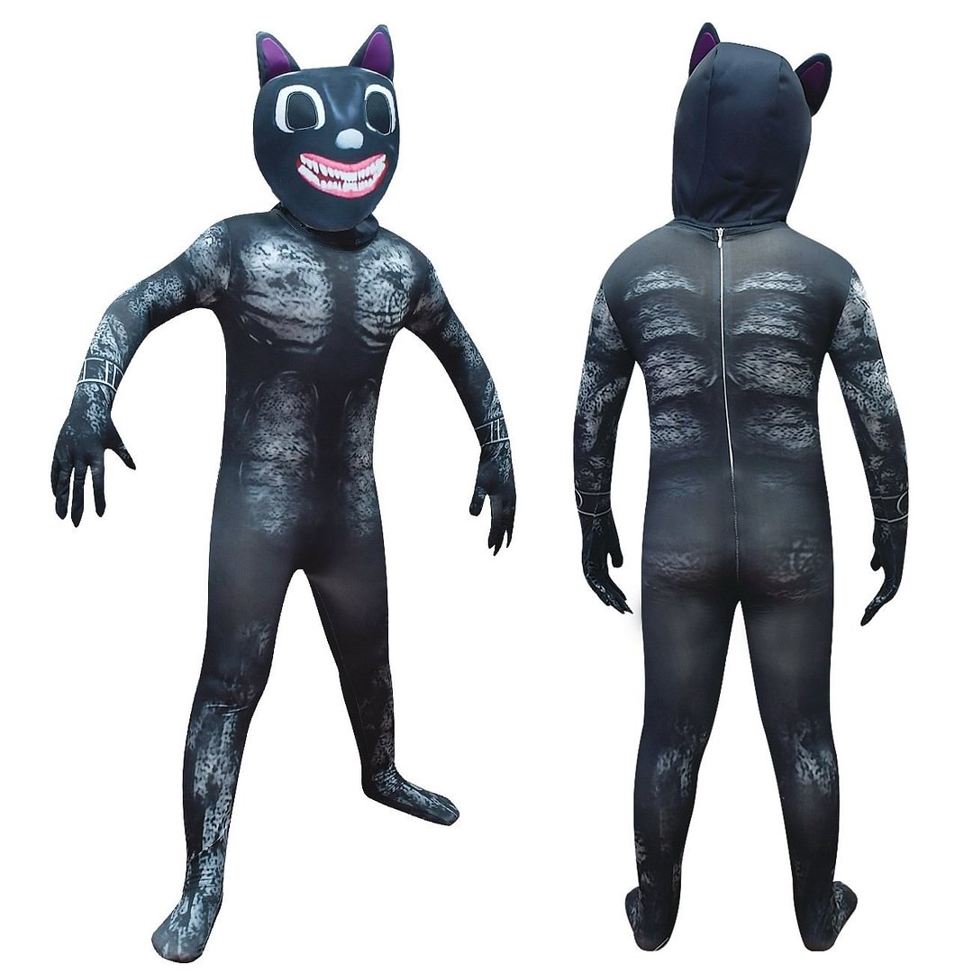 Cartoon Cat Cosplay Costume Jumpsuit with Mask Outfits