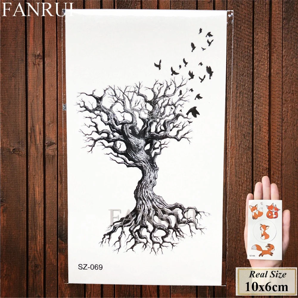 FANRUI Forest Bear Deer Temporary Tattoo Stickers Women Women Elk Fake Tatoo Body Arm Buy Summer Style Tattoo illustration Tree