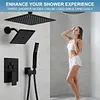 [US Local Warehouse] Mixer Shower W/ 12in Ceiling Mount 6in Wall Mount Showers Head Ceiling Mounted Shower System Combo Set Push Button Diverter with 2 in 1 Handheld for Bathroom and Hotel