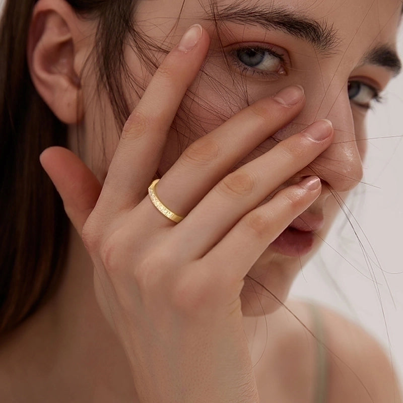 304 Stainless Steel 18K Gold Plated IG Style Minimalist Plating Inlay Solid Color Zircon Rings