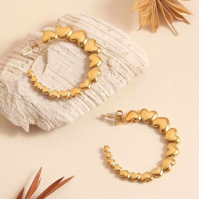 1 Pair Elegant Vacation Minimalist C Shape Star Solid Color Inlay 304 Stainless Steel Zircon 18K Gold Plated Ear Studs