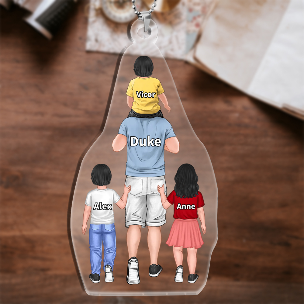 For Dad/Mum - Acrylic Keyring 2-9 Personalised Name Family Decor