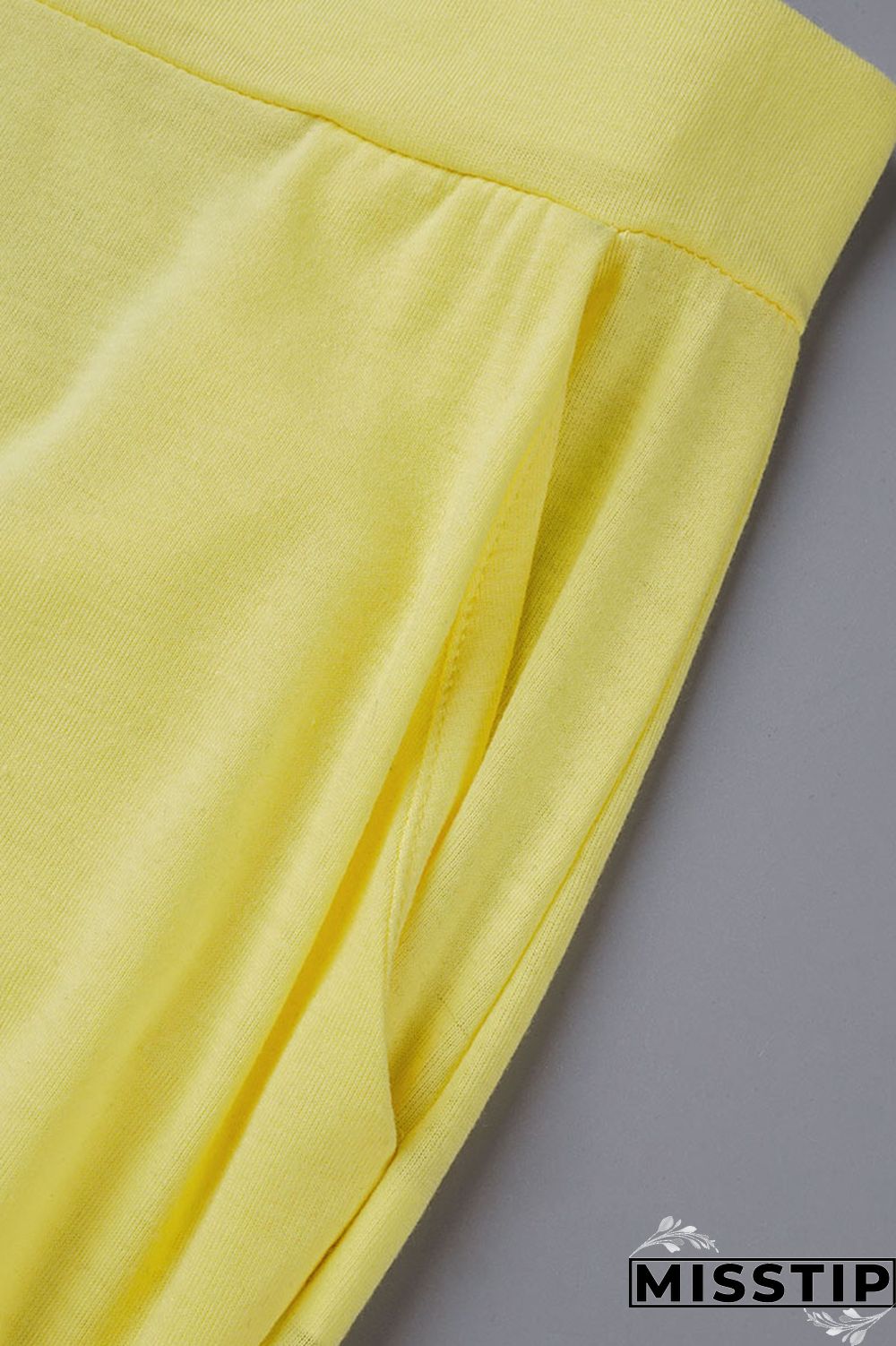 Light Blue Casual Solid Patchwork Fold High Waist Pencil Solid Color Bottoms