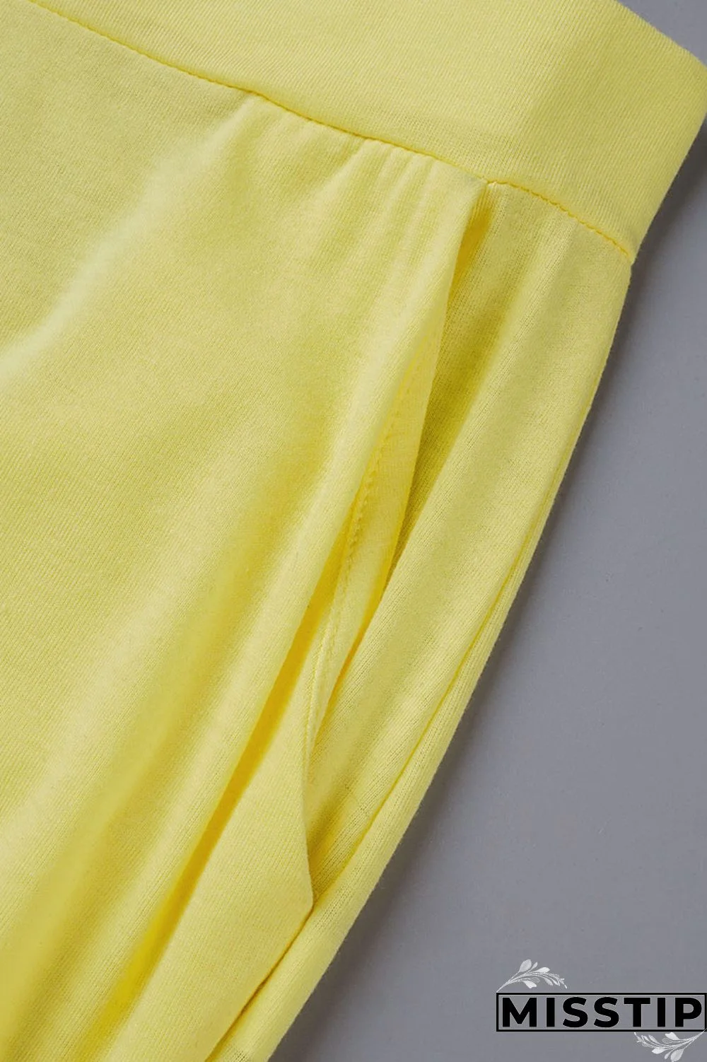 Light Blue Casual Solid Patchwork Fold High Waist Pencil Solid Color Bottoms