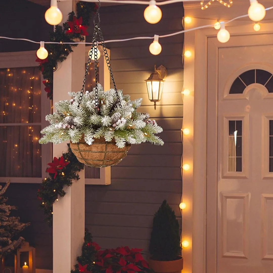 Christmas Hanging Basket With Led Lights