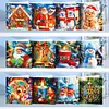 (US Local)12Pcs Christmas Santa Claus Special Shape Diamond Panting Greeting Card Kit