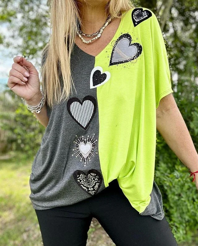 Casual Sequin Beaded Design T-shirt
