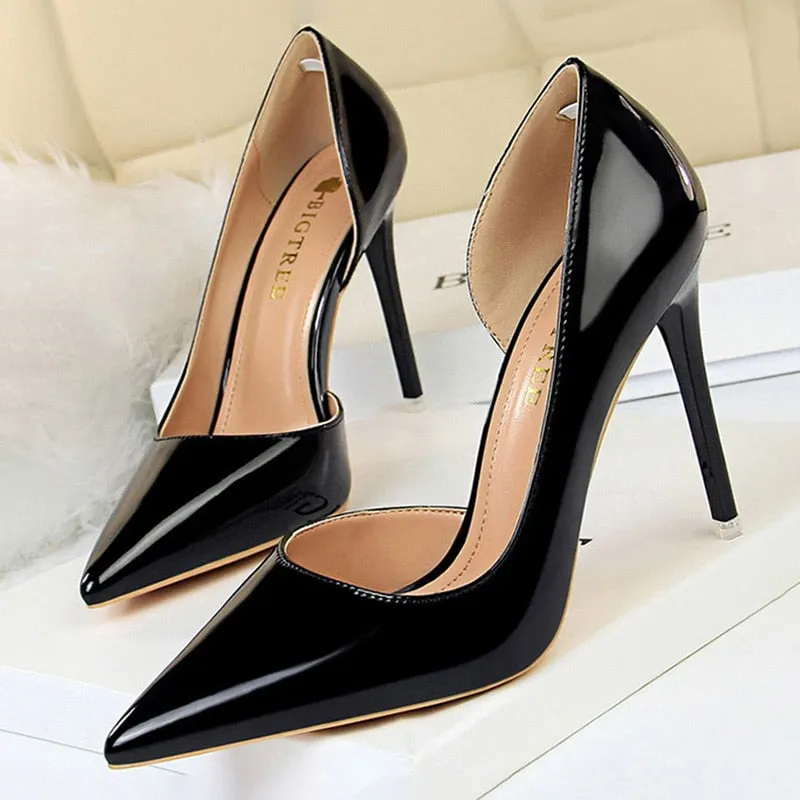 BIGTREE Shoes Sexy Woman Pumps Patent Leather High Heels Plus Size 43 Women Shoes Heels 2020 Stiletto Ladies Shoes Wedding Shoes