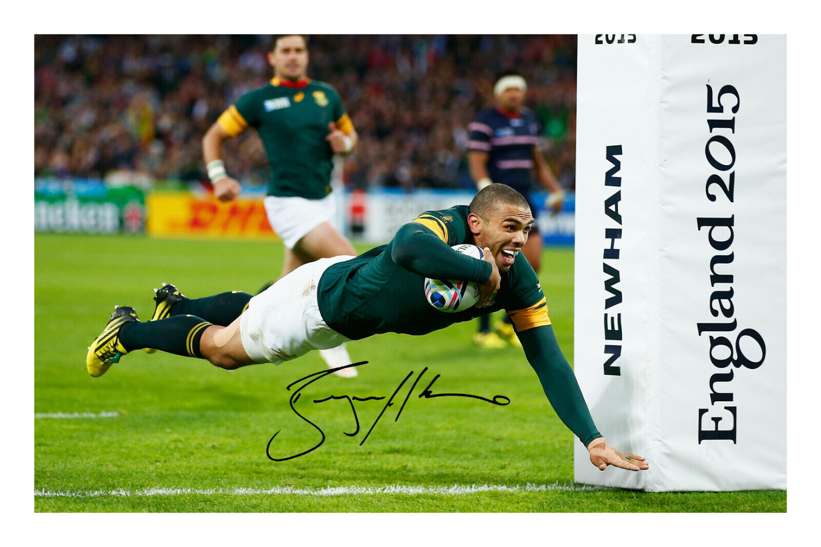 Bryan Habana Signed A4 Photo Poster painting Print Autograph Rugby World Cup South Africa