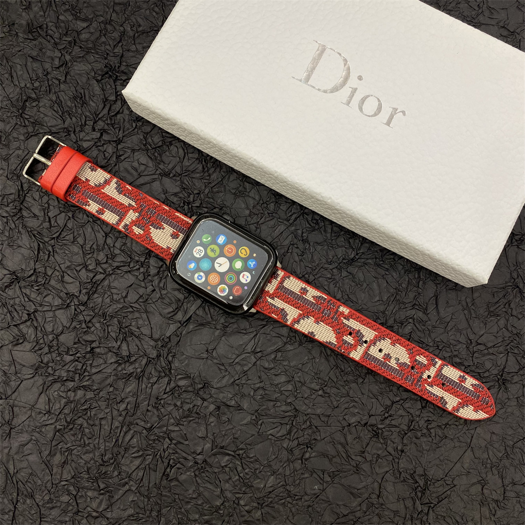 Christian Dior Premium Jacquard Fabric Apple Watch Full Series Replacement Straps